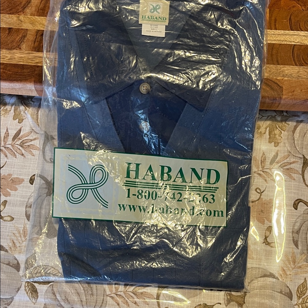 Haband Men's Navy Casual Button Down Shirt